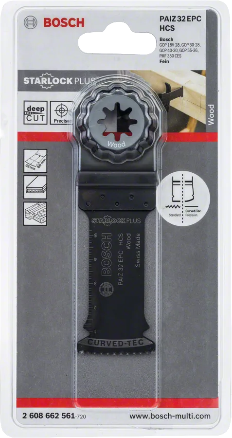Hoja de sierra de inmersión Bosch PAIZ 32 EPC HCS para madera.